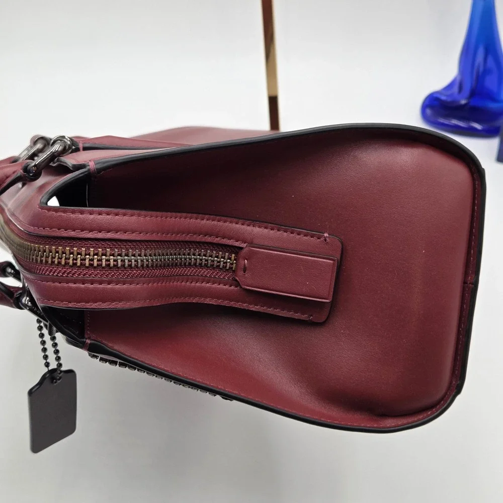Coach x Selena Gomez Leather Bond Bag Crystal Embellished 39289 Burgundy Wine
